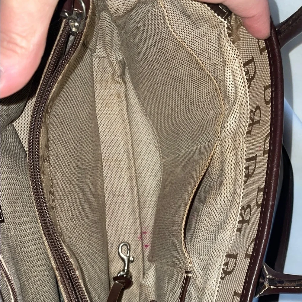 Dooney & Bourke Brown Satchel with Structured Shape and Monogram Pattern - Picture 11 of 13